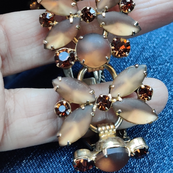 Vintage Confirmed Juliana Spectacular Glowing Frosted Topaz Silk Glass Bracelet - Picture 13 of 14